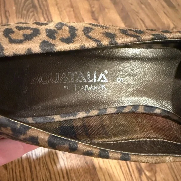 Aquatalia Leopard Suede Block Heel Loafers Size 9 - Picture 7 of 7